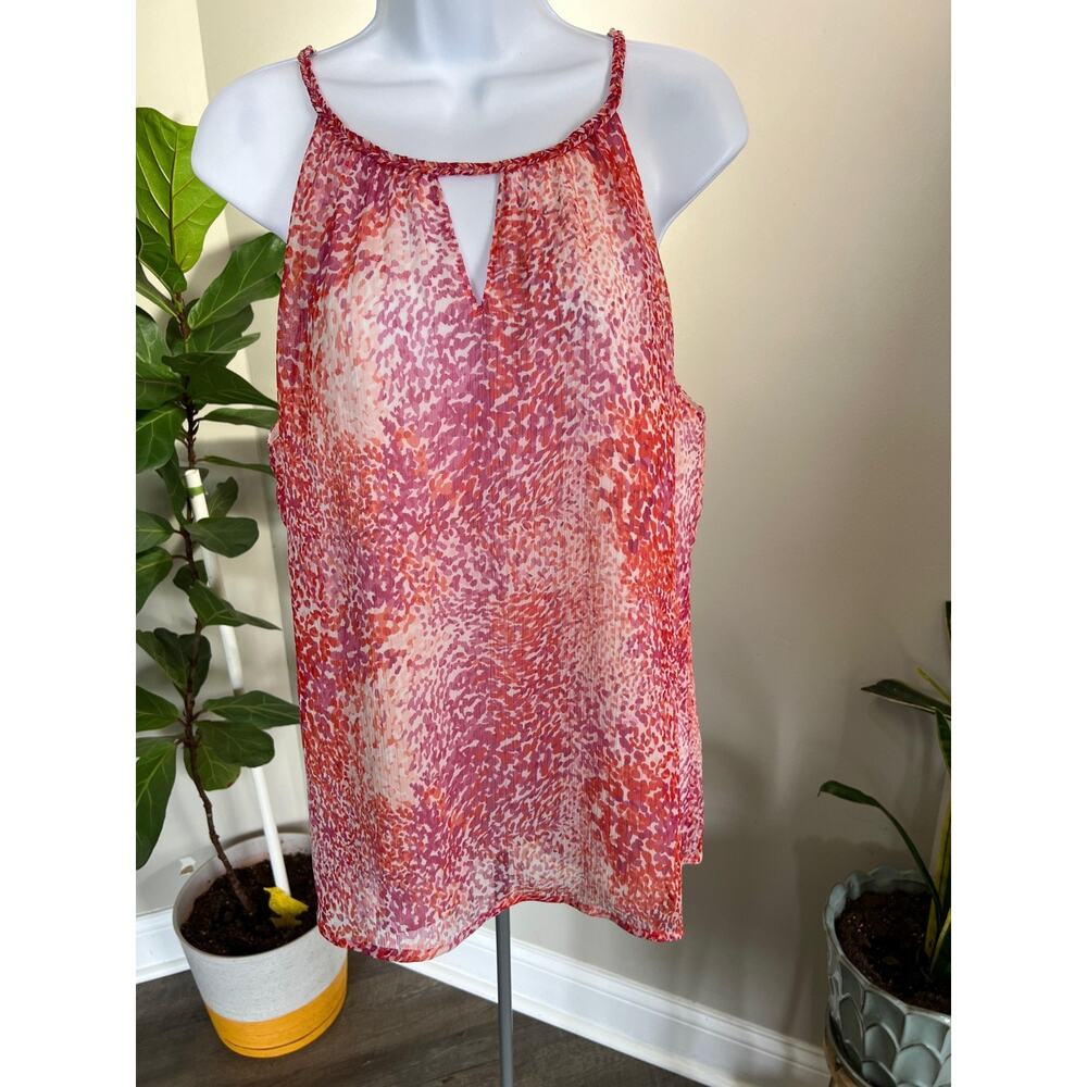 Violet and Claire Pink and Multicolored Flowy Tank Top Size Large #416